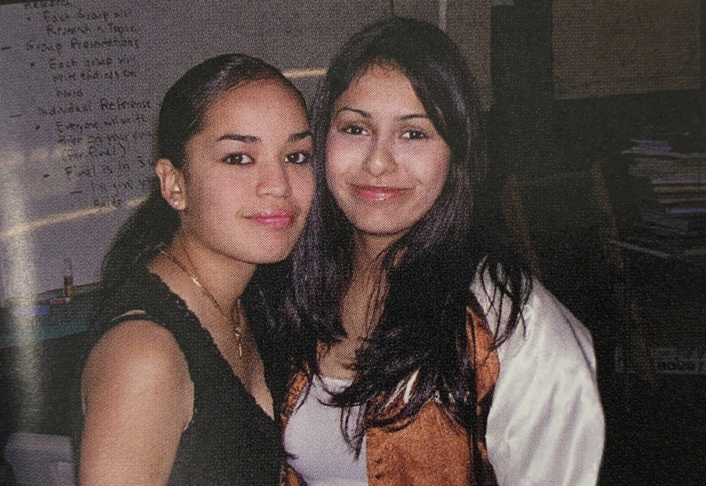 Stacie Cruz (left) and friend at Animo Leadership 2004.