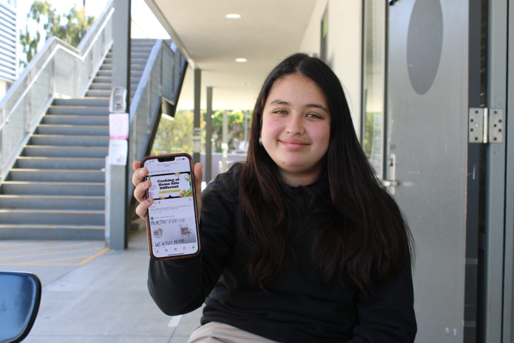 English composition freshman Fatima Orozco's project "Cooking at Home Hits Different” is about the benefits of cooking at home rather than buying fast food.